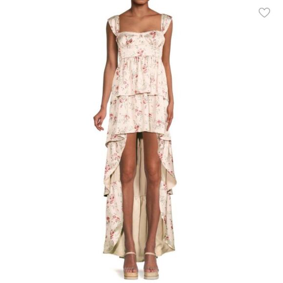 BNWT - WEWOREWHAT CORSET HIGH LOW SATIN MAXI FLORAL DRESS - 8 - Picture 1 of 8